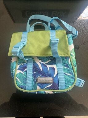 Floral Leaf Print Mini Backpack - Green & Blue